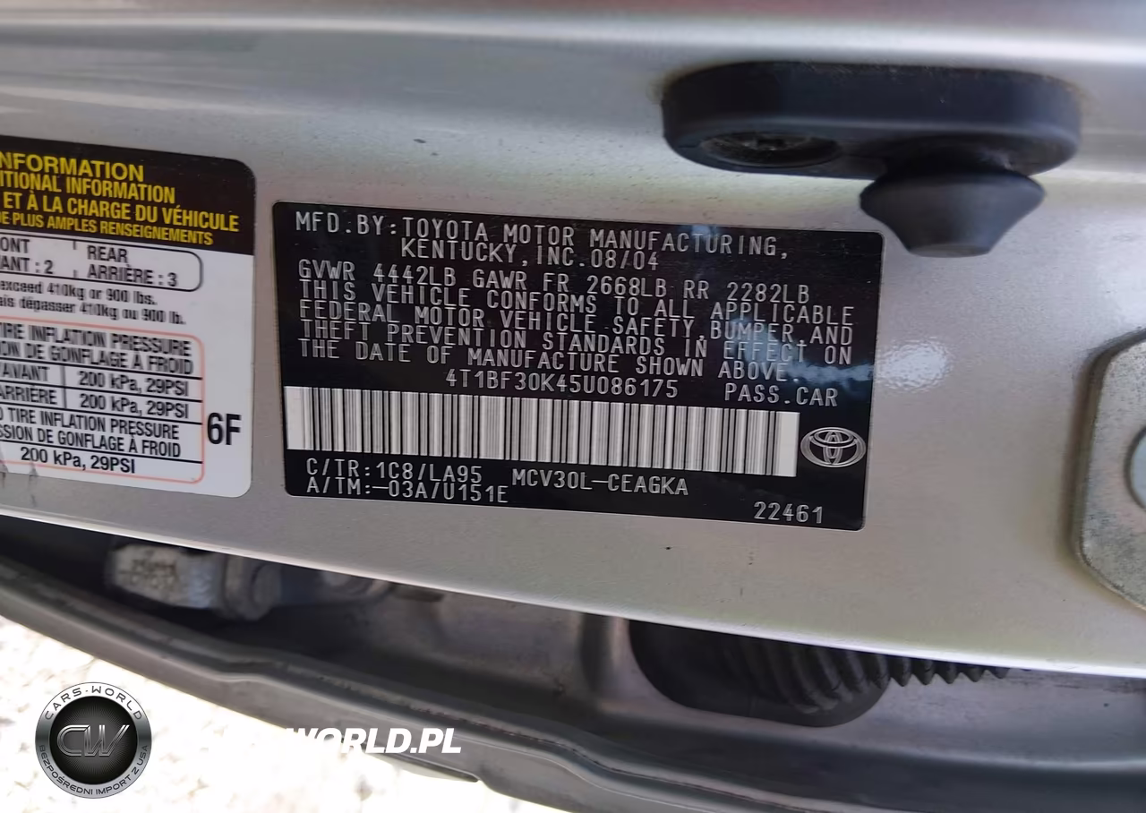 2005 Toyota Camry Xle V6 VIN:4T1BF30K45U086175 - 9