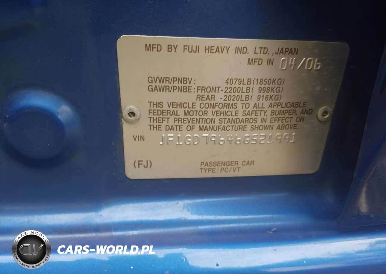 2006 Subaru Impreza Wrx Tr VIN:JF1GD79646G521991 - 9