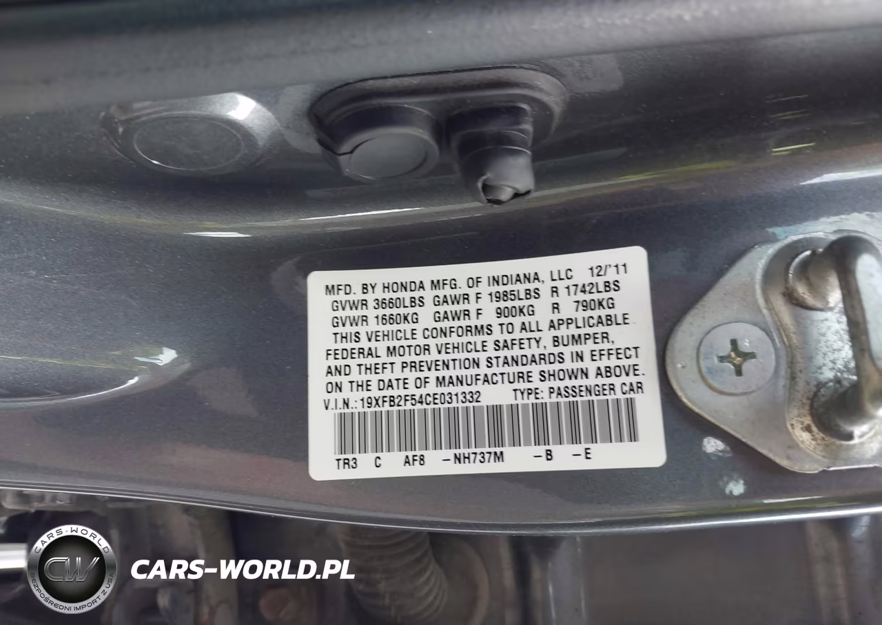 2012 Honda Civic Lx VIN:19XFB2F54CE031332 - 9