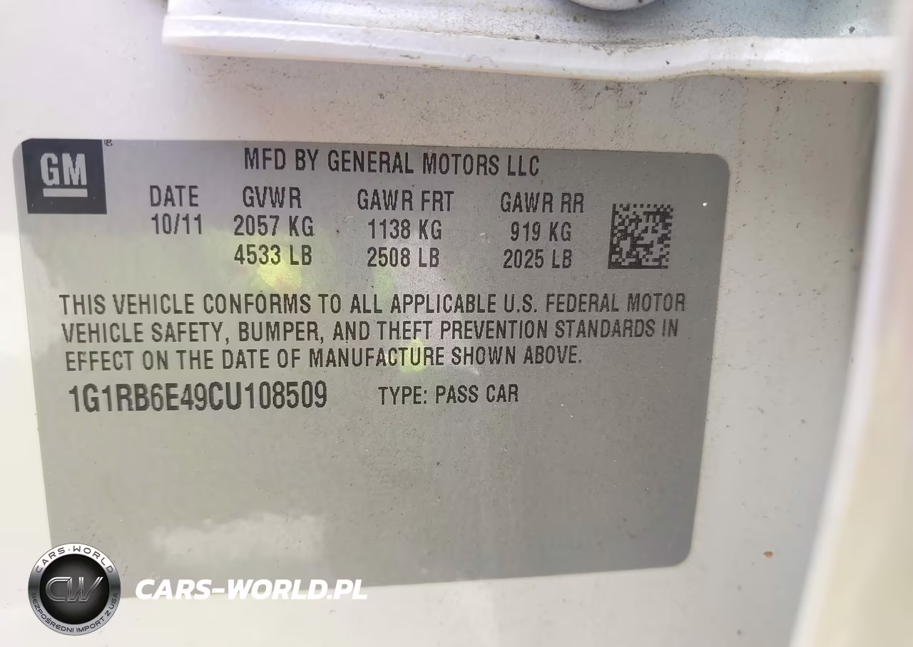 2012 Chevrolet Volt VIN:1G1RB6E49CU108509 - 9