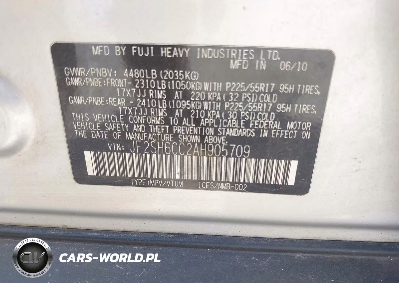 2010 Subaru Forester 2.5X Premium VIN:JF2SH6CC2AH905709 - 9
