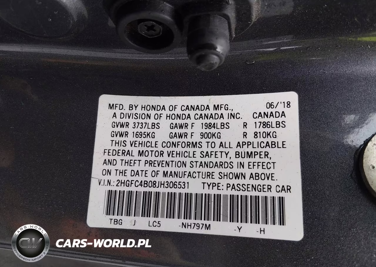 2018 Honda Civic Lx-P VIN:2HGFC4B08JH306531 - 9