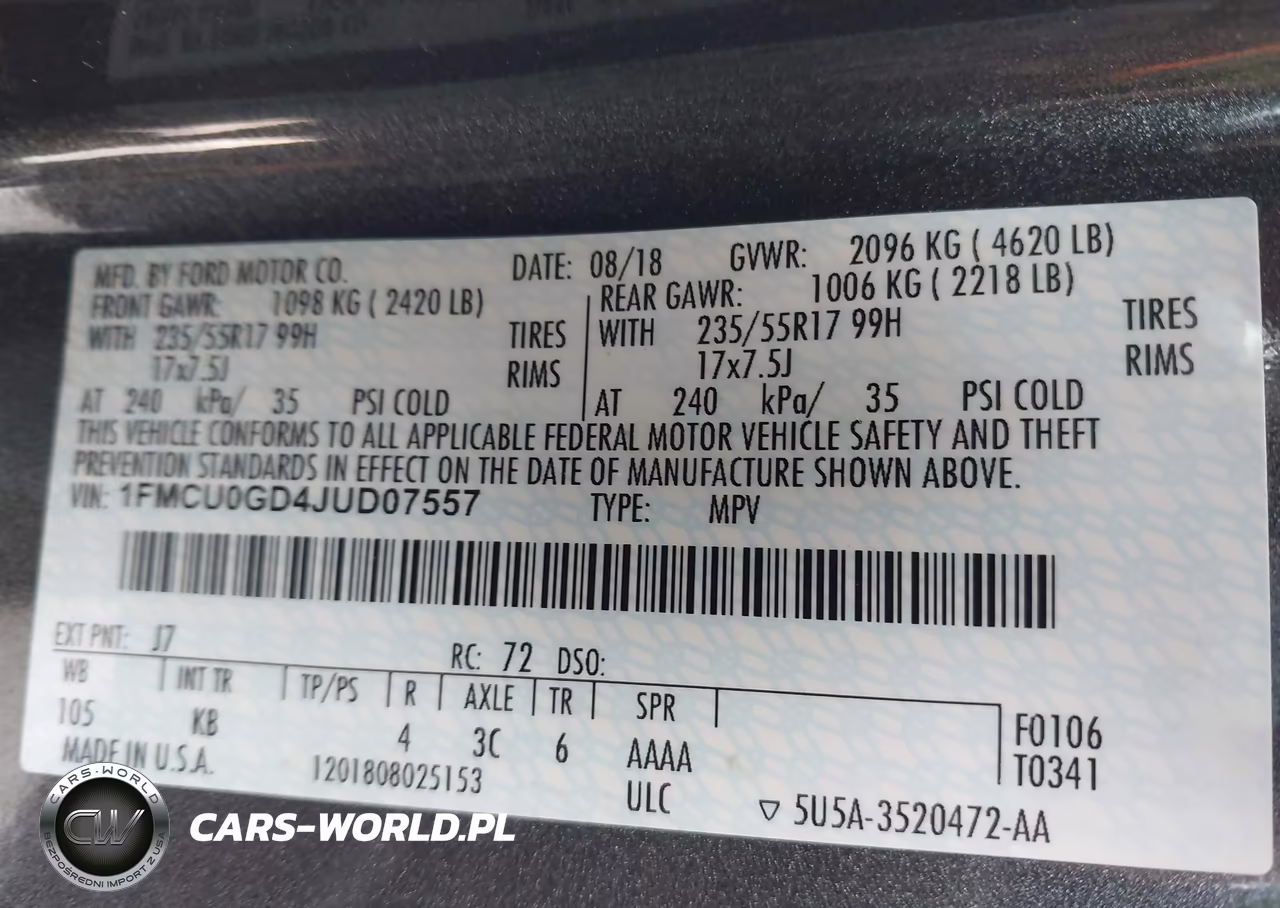 2018 Ford Escape Se VIN:1FMCU0GD4JUD07557 - 9
