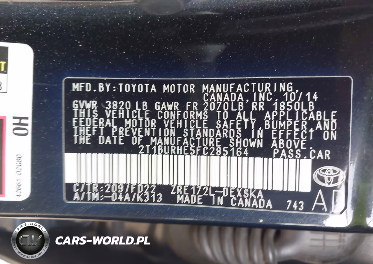 2015 Toyota Corolla S Plus VIN:2T1BURHE5FC285164 - 9