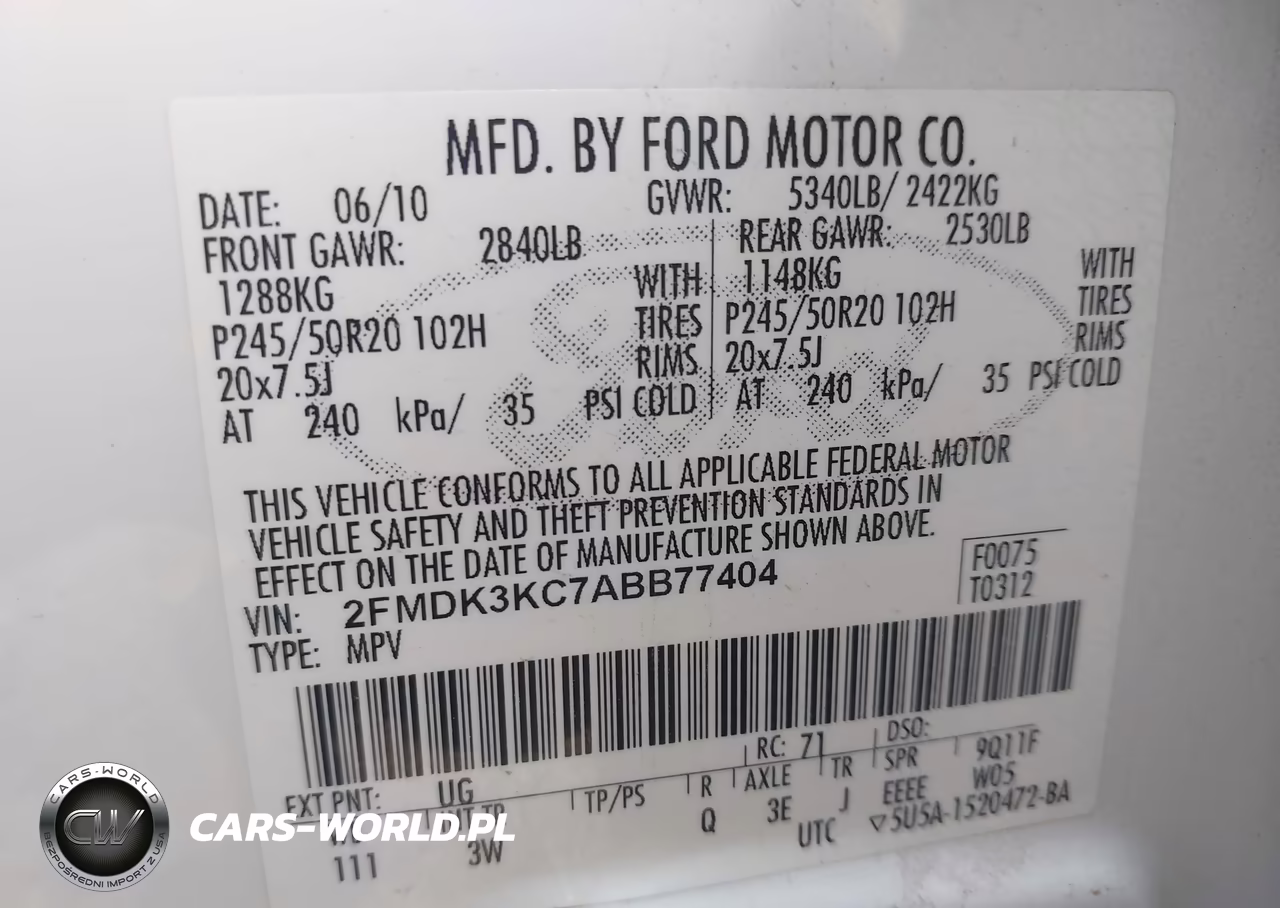 2010 Ford Edge Limited VIN:2FMDK3KC7ABB77404 - 9