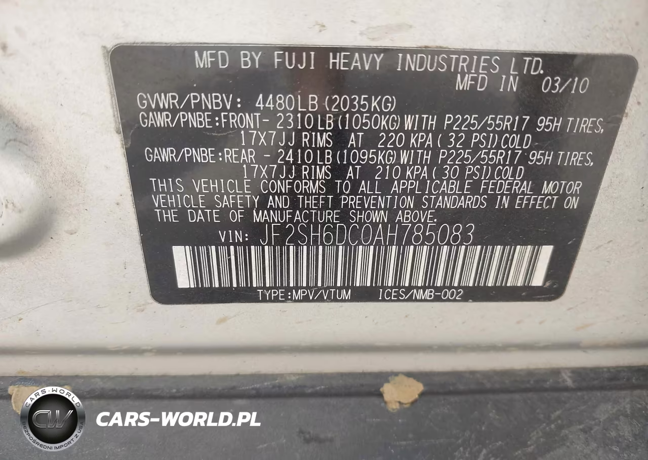2010 Subaru Forester 2.5X Limited VIN:JF2SH6DC0AH785083 - 9