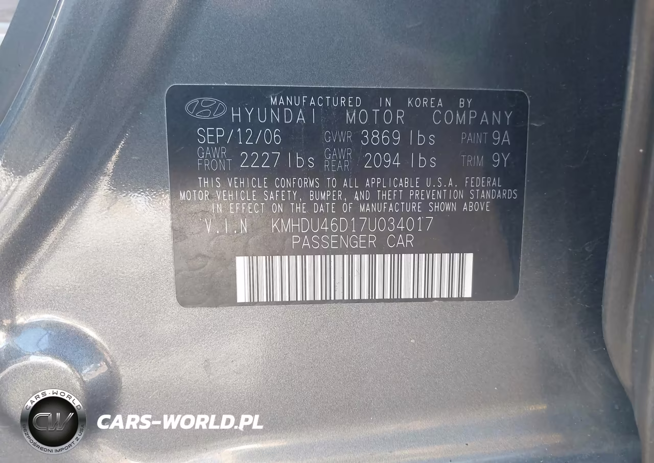 2007 Hyundai Elantra Gls-Limited-Se VIN:KMHDU46D17U034017 - 9