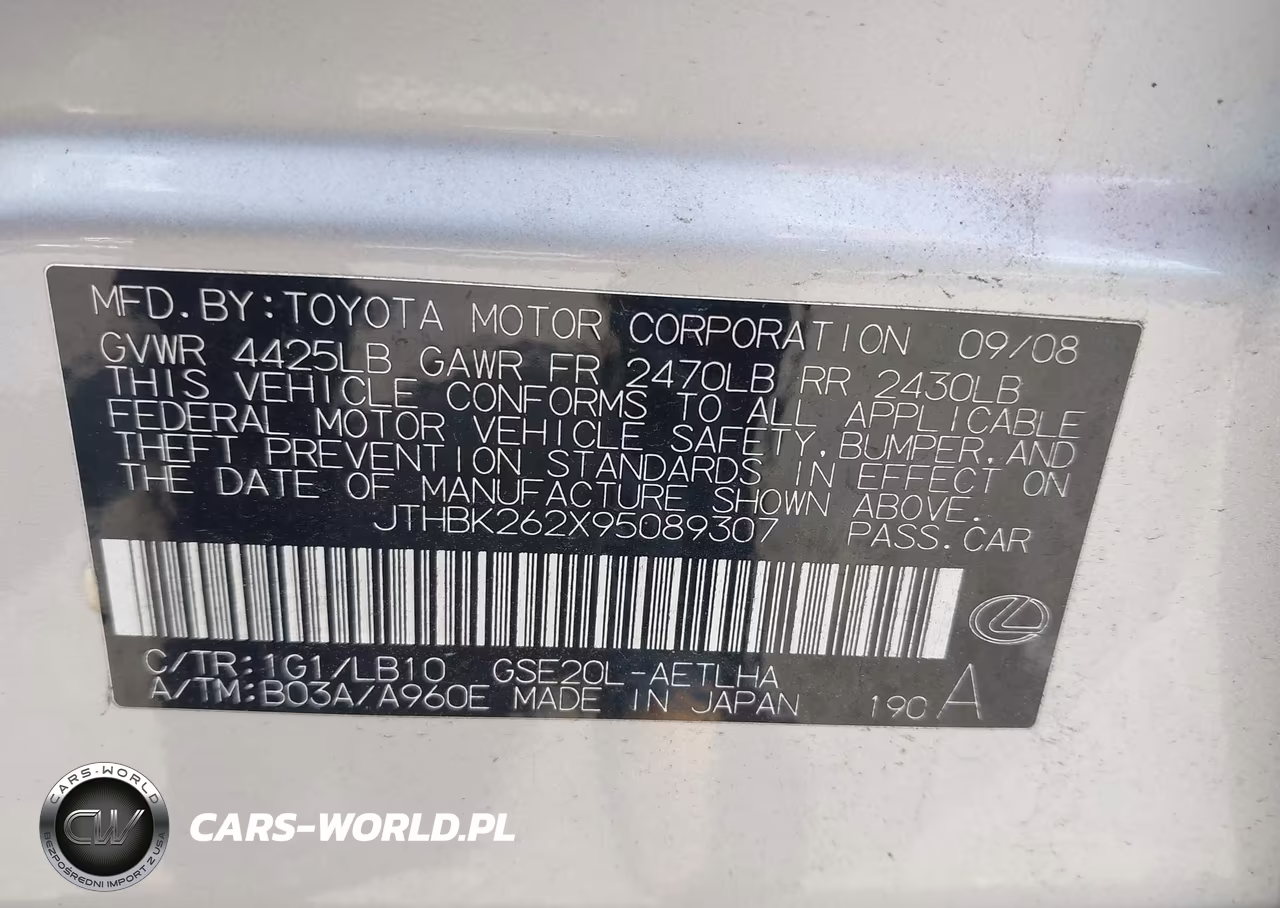 2009 Lexus Is 250 VIN:JTHBK262X95089307 - 9