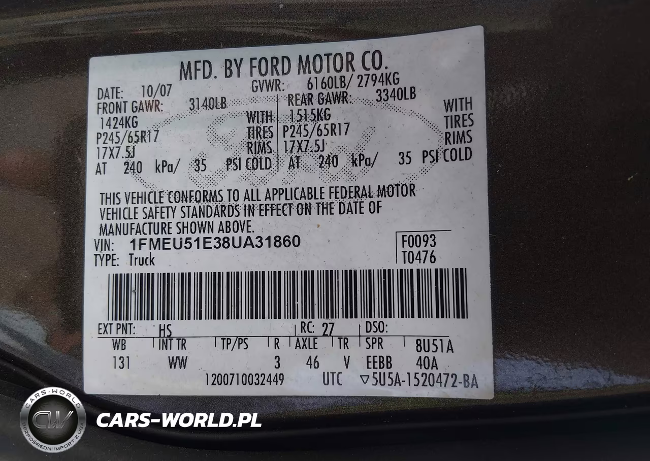 2008 Ford Explorer Sport Trac Xlt VIN:1FMEU51E38UA31860 - 9