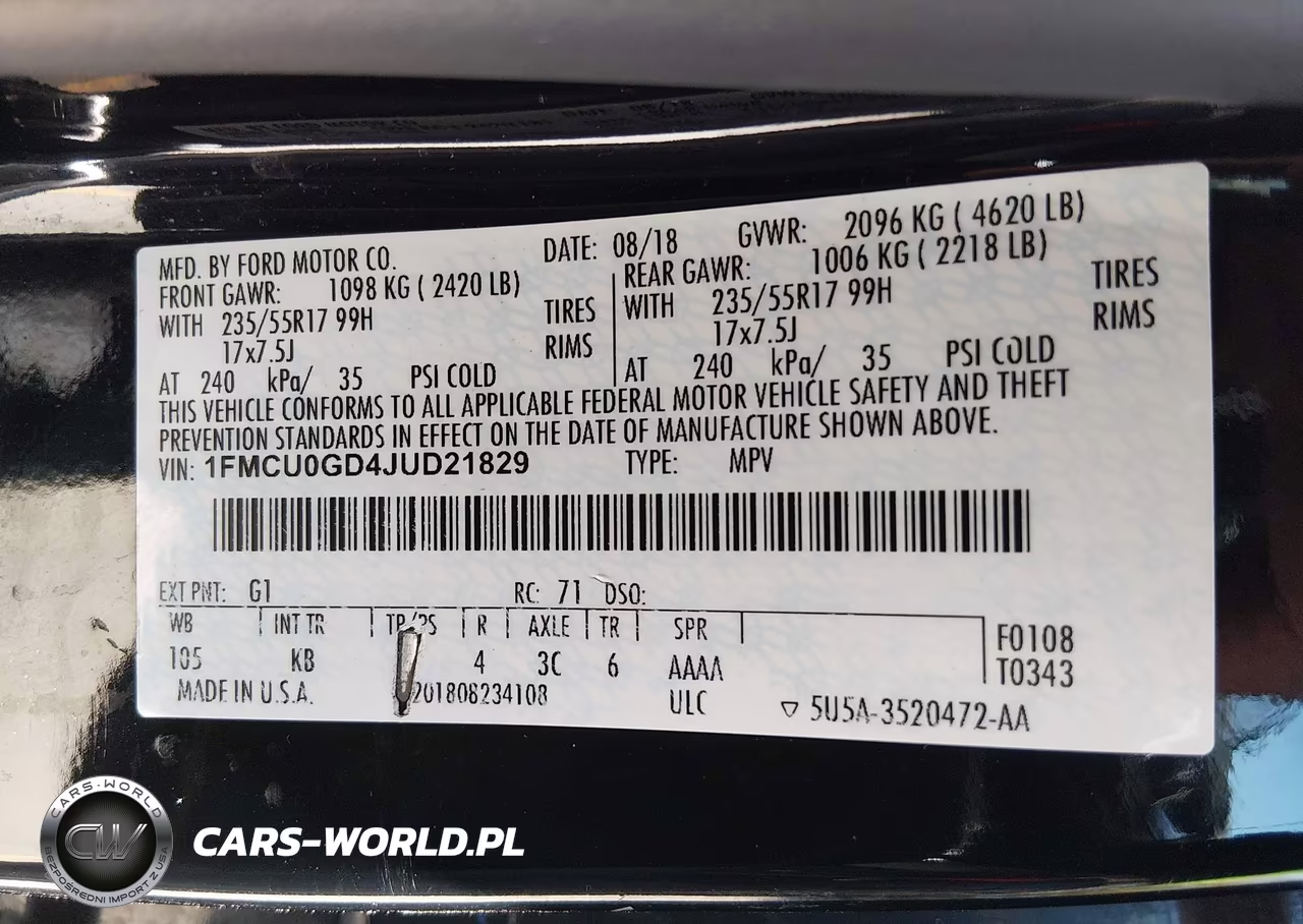 2018 Ford Escape Se VIN:1FMCU0GD4JUD21829 - 9