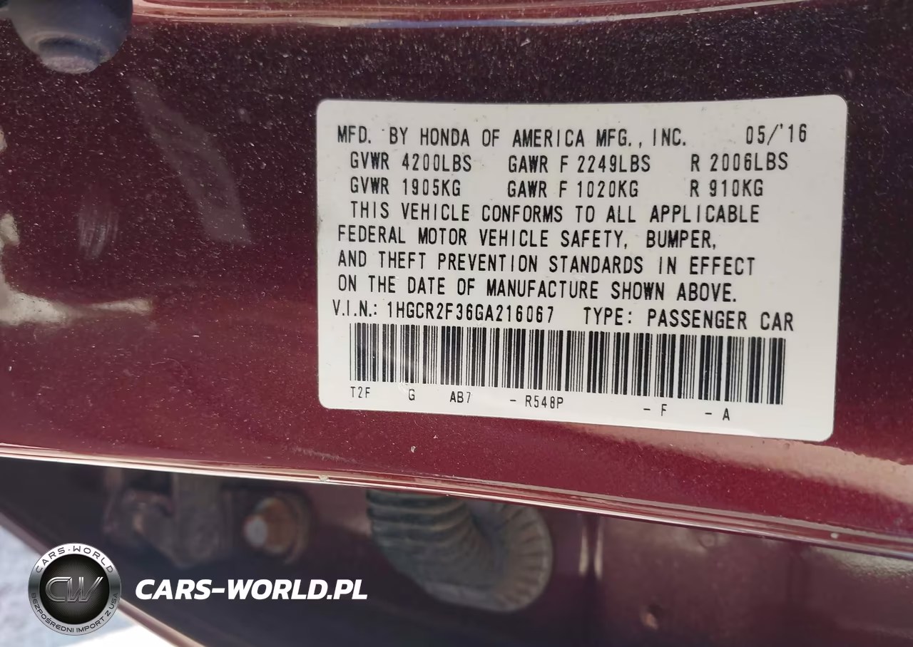 2016 Honda Accord Lx VIN:1HGCR2F36GA216067 - 9