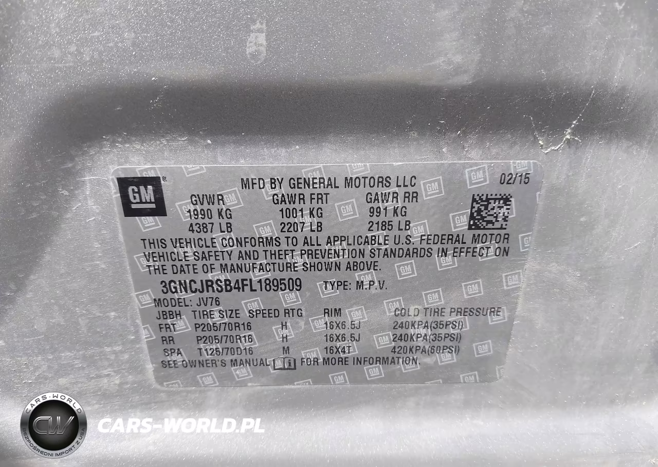 2015 Chevrolet Trax Lt VIN:3GNCJRSB4FL189509 - 9