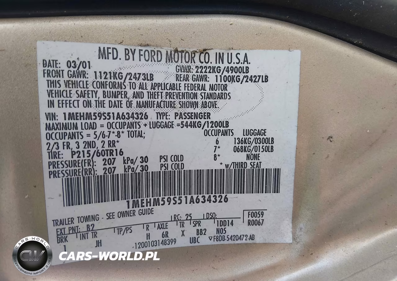 2001 Mercury Sable Ls Premium VIN:1MEHM59S51A634326 - 9