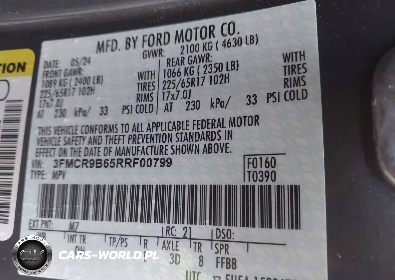 2024 Ford Bronco Sport Big Bend VIN:3FMCR9B65RRF00799 - 9