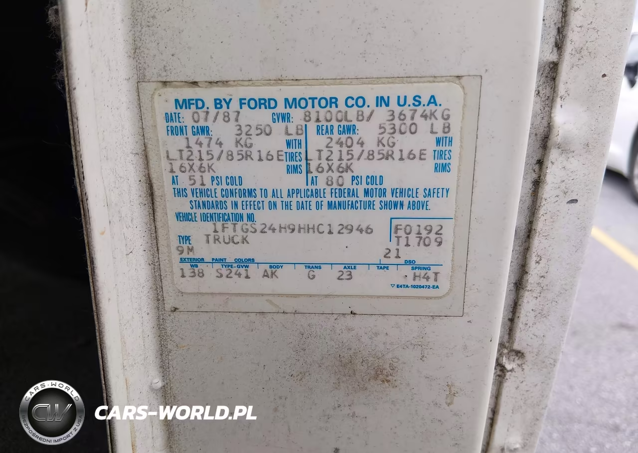 1987 Ford Econoline E250 Super Duty Van VIN:1FTGS24H9HHC12946 - 9