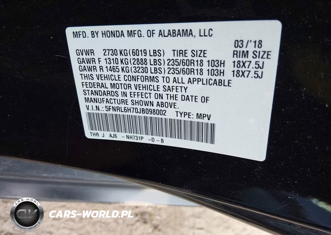 2018 Honda Odyssey Ex-L VIN:5FNRL6H70JB098002 - 9