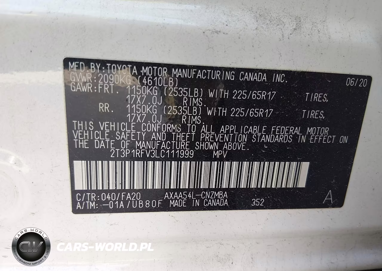 2020 Toyota Rav4 Xle VIN:2T3P1RFV3LC111999 - 9