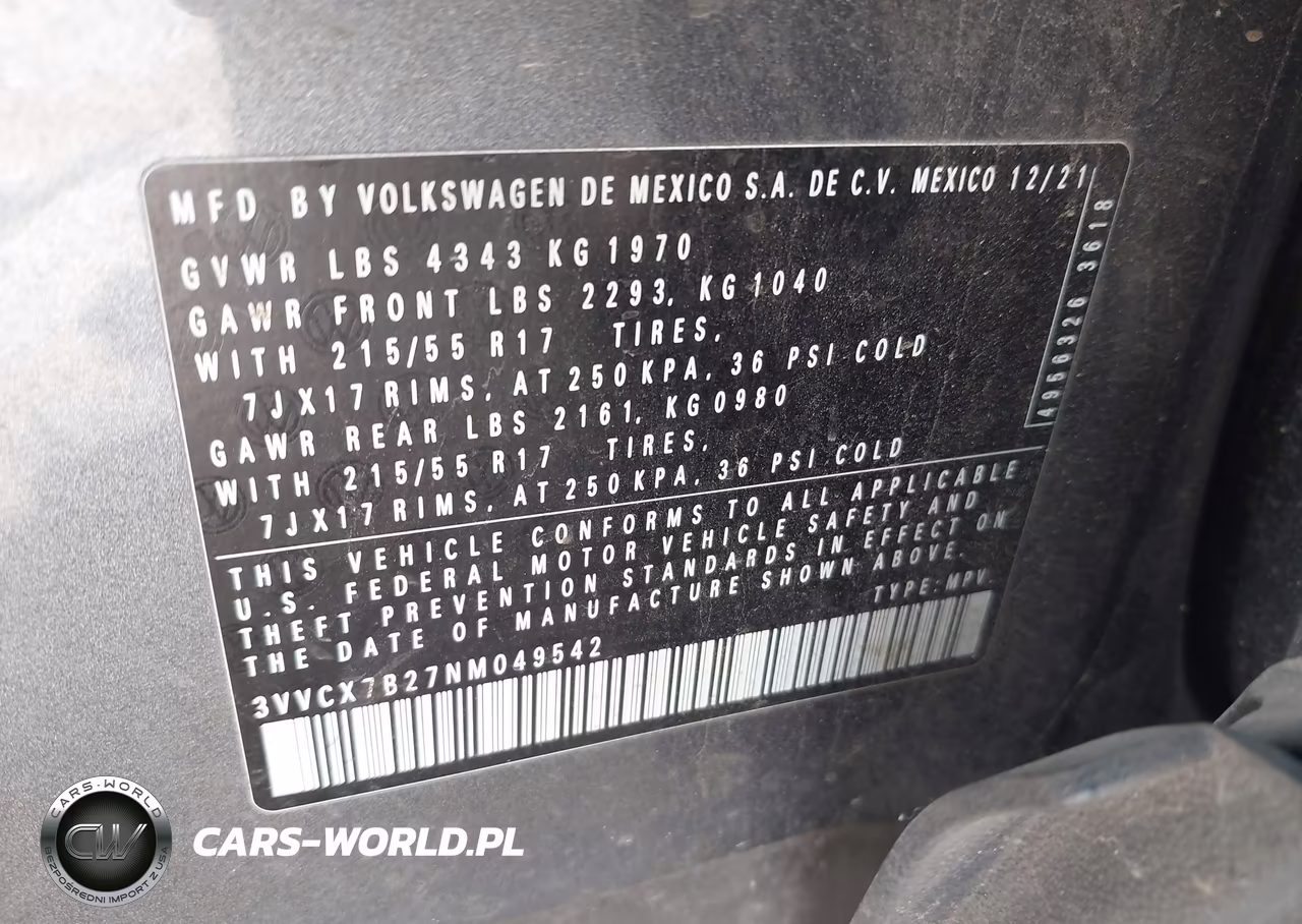 2022 Volkswagen Taos 1.5T S VIN:3VVCX7B27NM049542 - 9