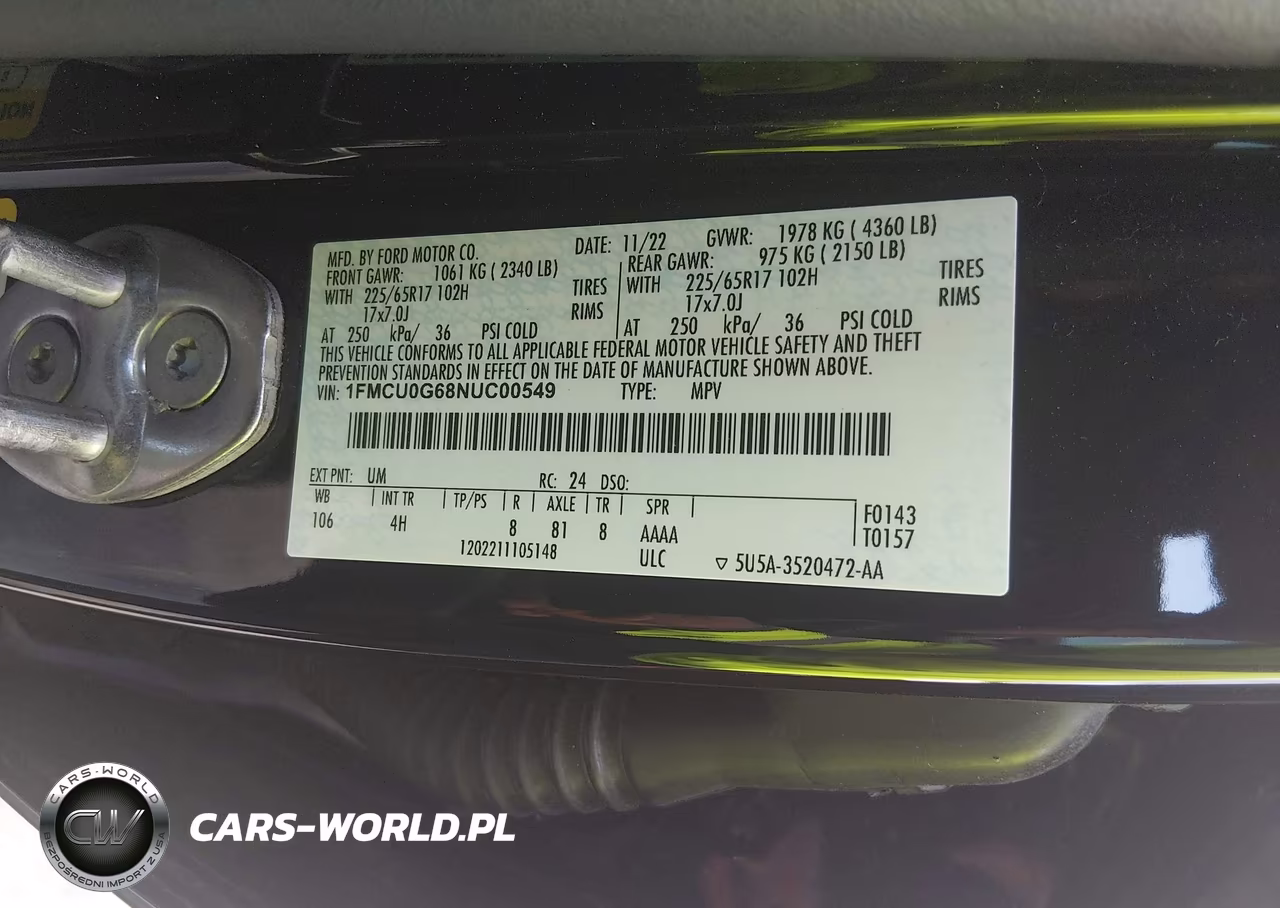 2022 Ford Escape Se VIN:1FMCU0G68NUC00549 - 9