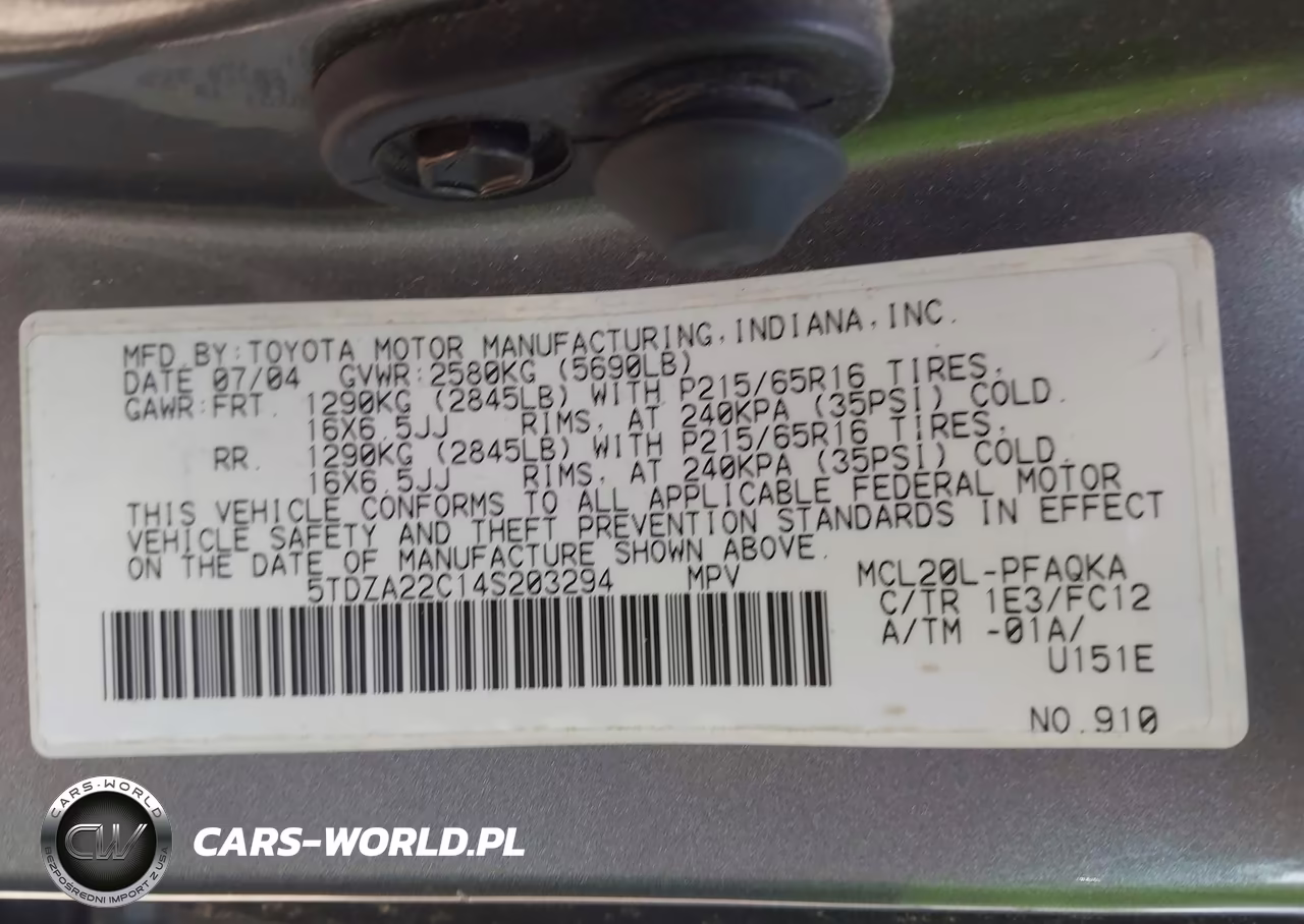 2004 Toyota Sienna Xle VIN:5TDZA22C14S203294 - 9