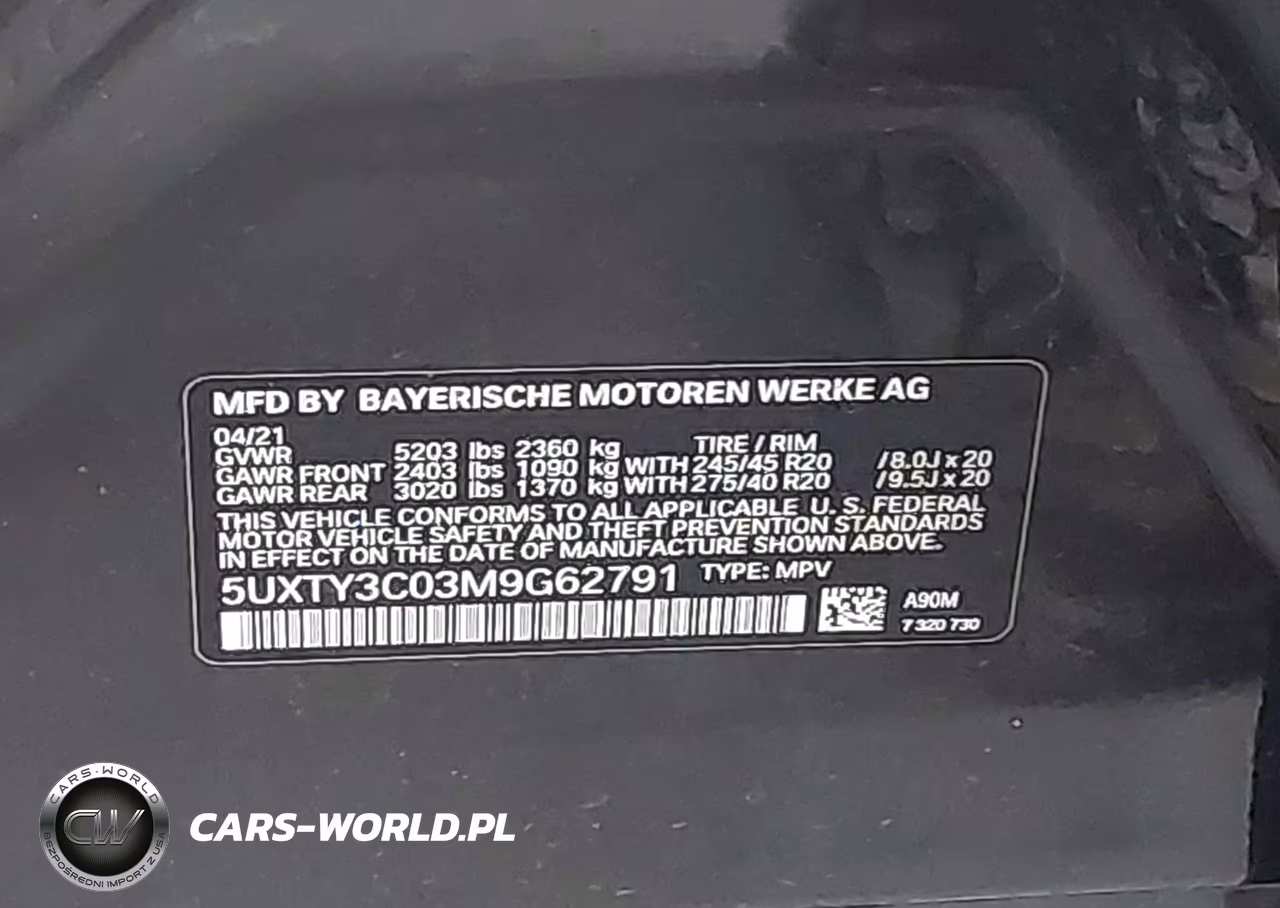 2021 BMW X3 Sdrive30I VIN:5UXTY3C03M9G62791 - 9