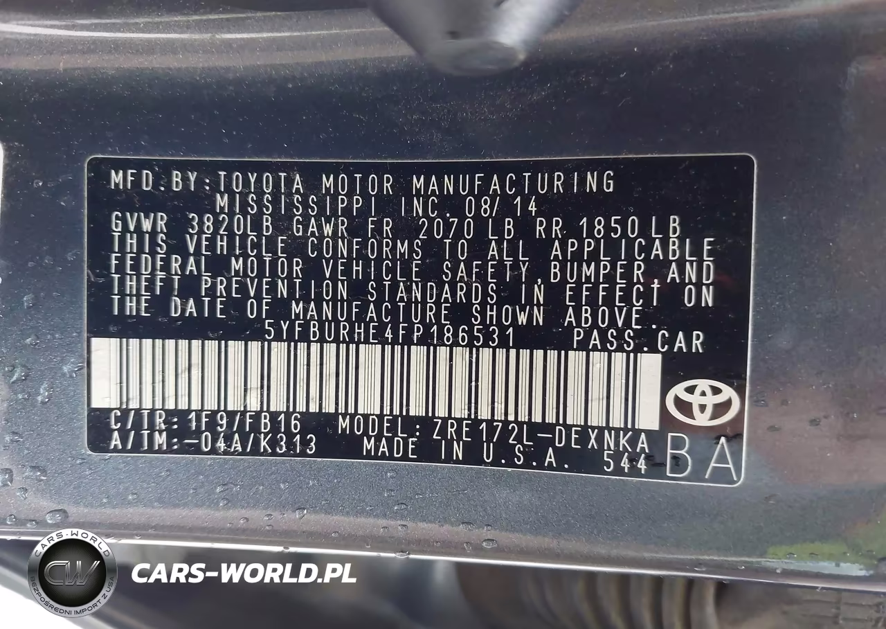 2015 Toyota Corolla Le VIN:5YFBURHE4FP186531 - 9