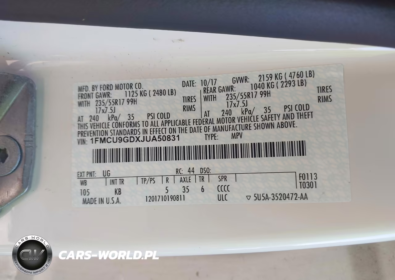 2018 Ford Escape Se VIN:1FMCU9GDXJUA50831 - 9