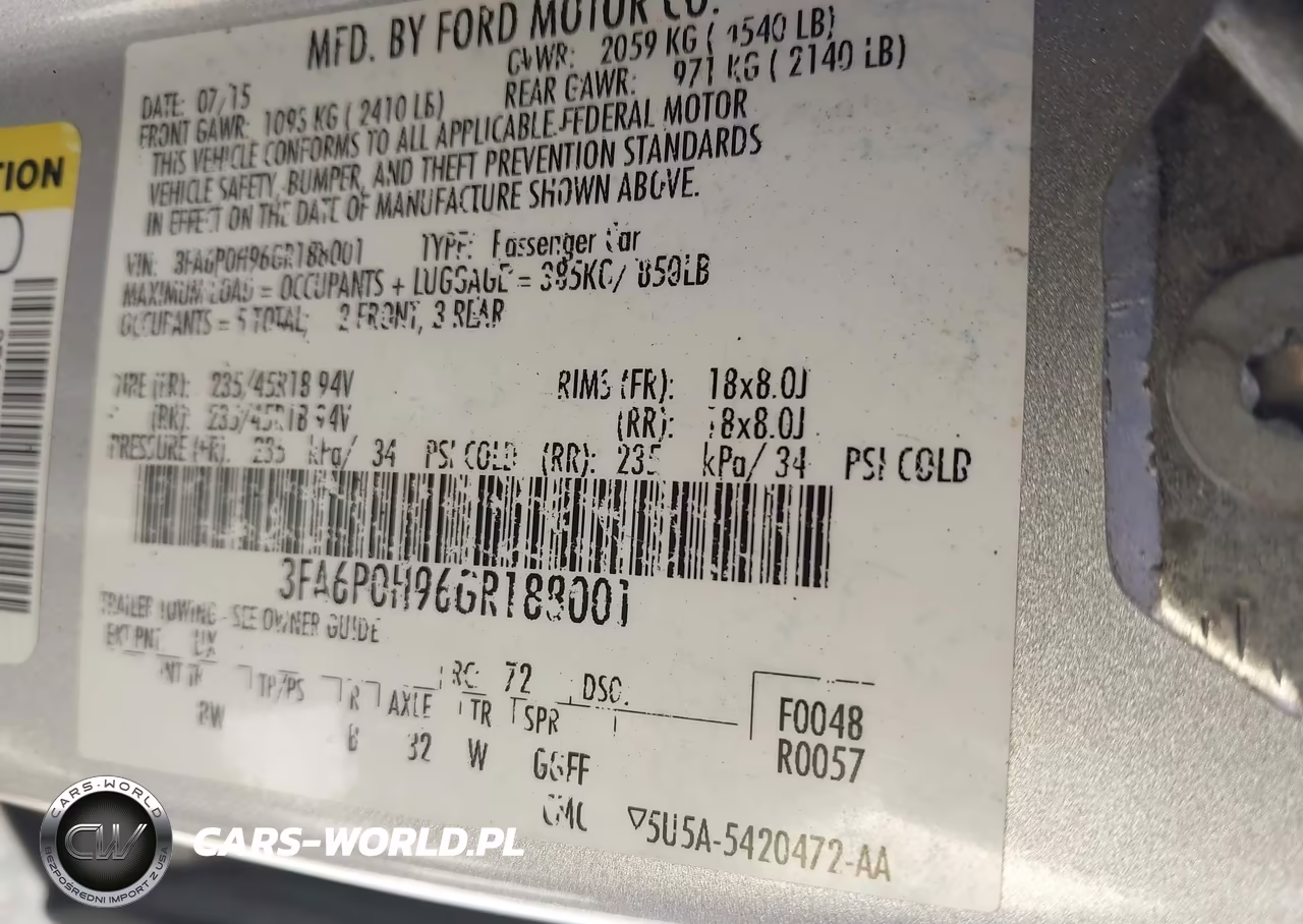 2016 Ford Fusion Se VIN:3FA6P0H96GR188001 - 9
