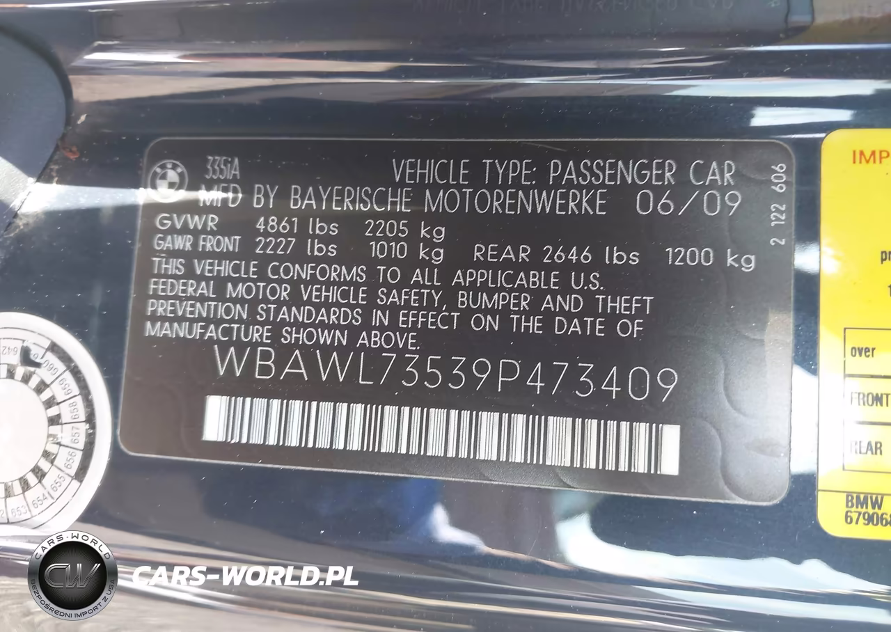 2009 BMW 335I VIN:WBAWL73539P473409 - 9