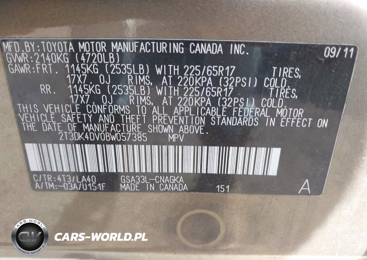 2011 Toyota Rav4 Limited V6 VIN:2T3DK4DV0BW057385 - 9