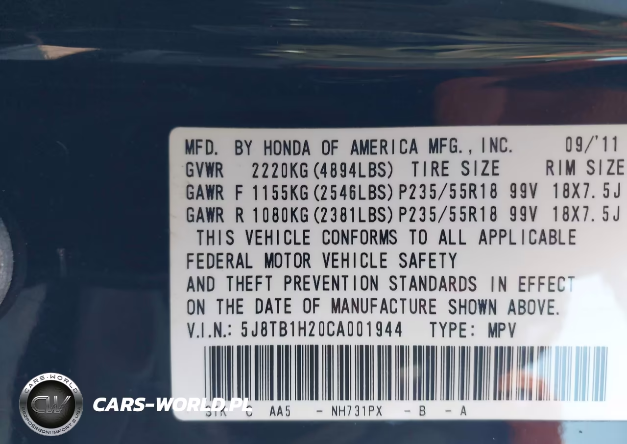 2012 Acura Rdx VIN:5J8TB1H20CA001944 - 9