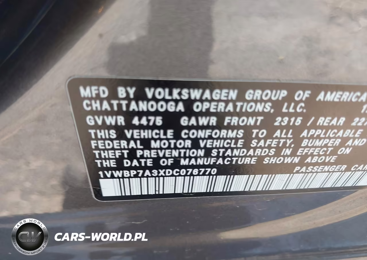 2013 Volkswagen Passat 2.5L Se VIN:1VWBP7A3XDC076770 - 9