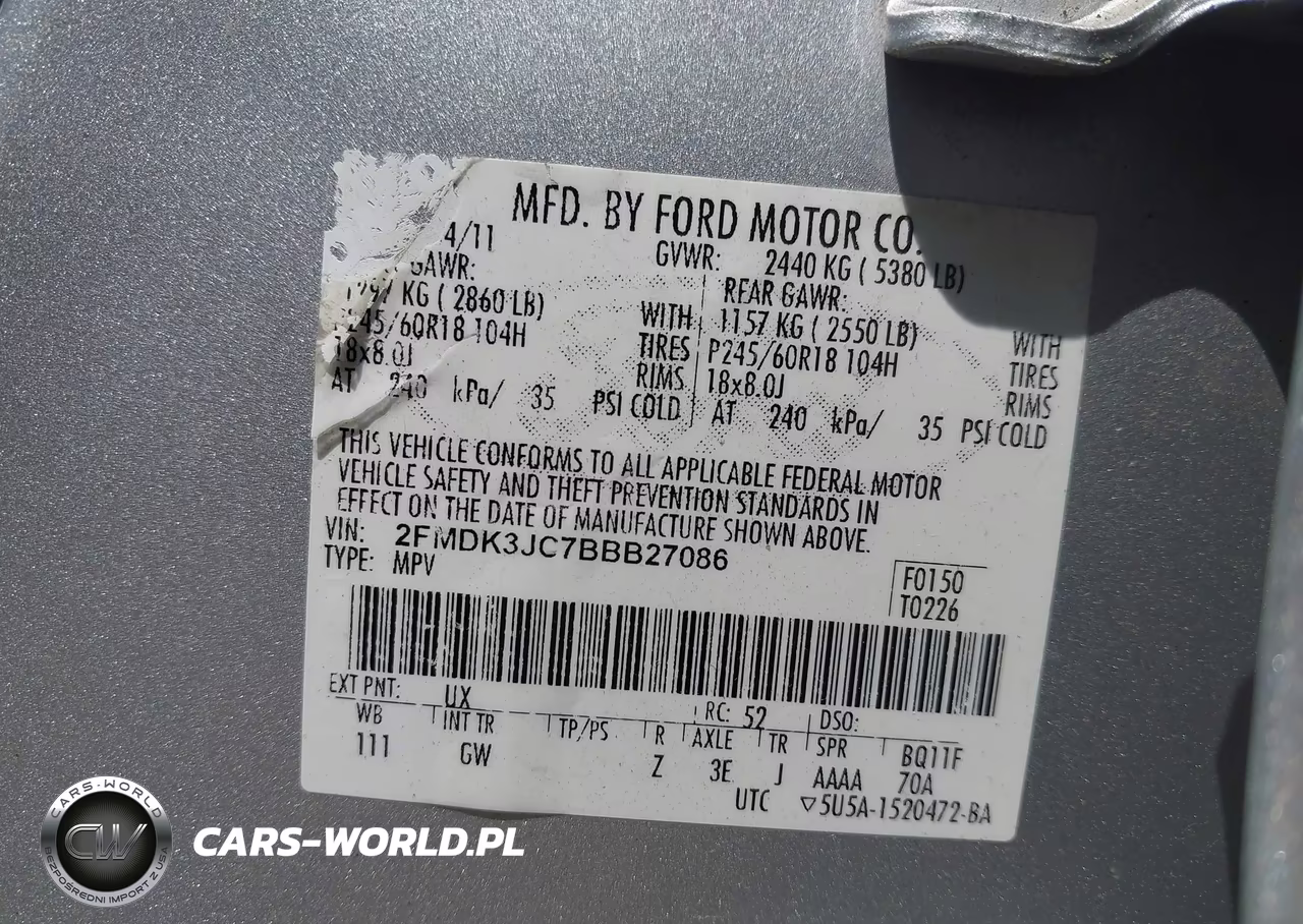 2011 Ford Edge Sel VIN:2FMDK3JC7BBB27086 - 9