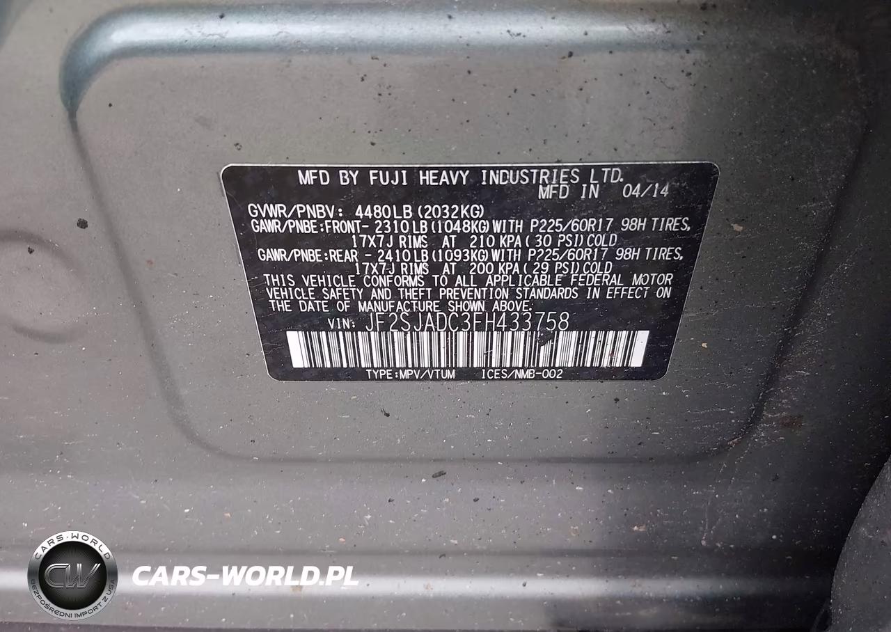 2015 Subaru Forester 2.5I Premium VIN:JF2SJADC3FH433758 - 9