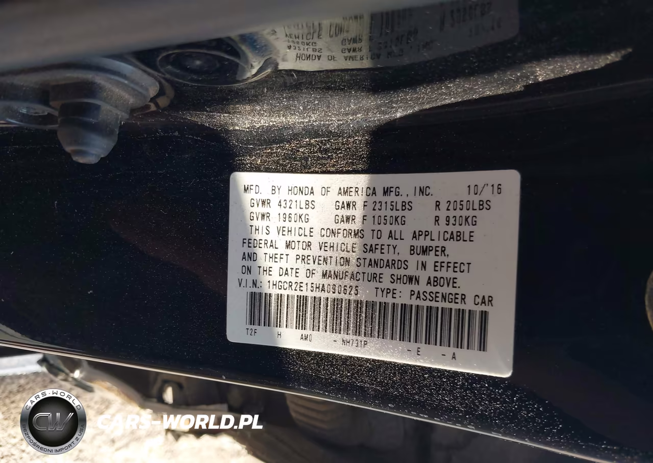 2017 Honda Accord Sport Se VIN:1HGCR2E15HA090625 - 9