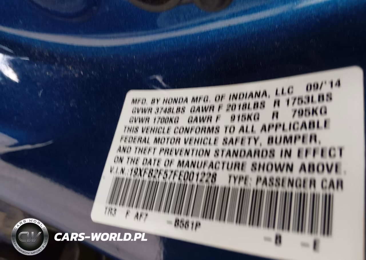 2015 Honda Civic Lx VIN:19XFB2F57FE001228 - 9