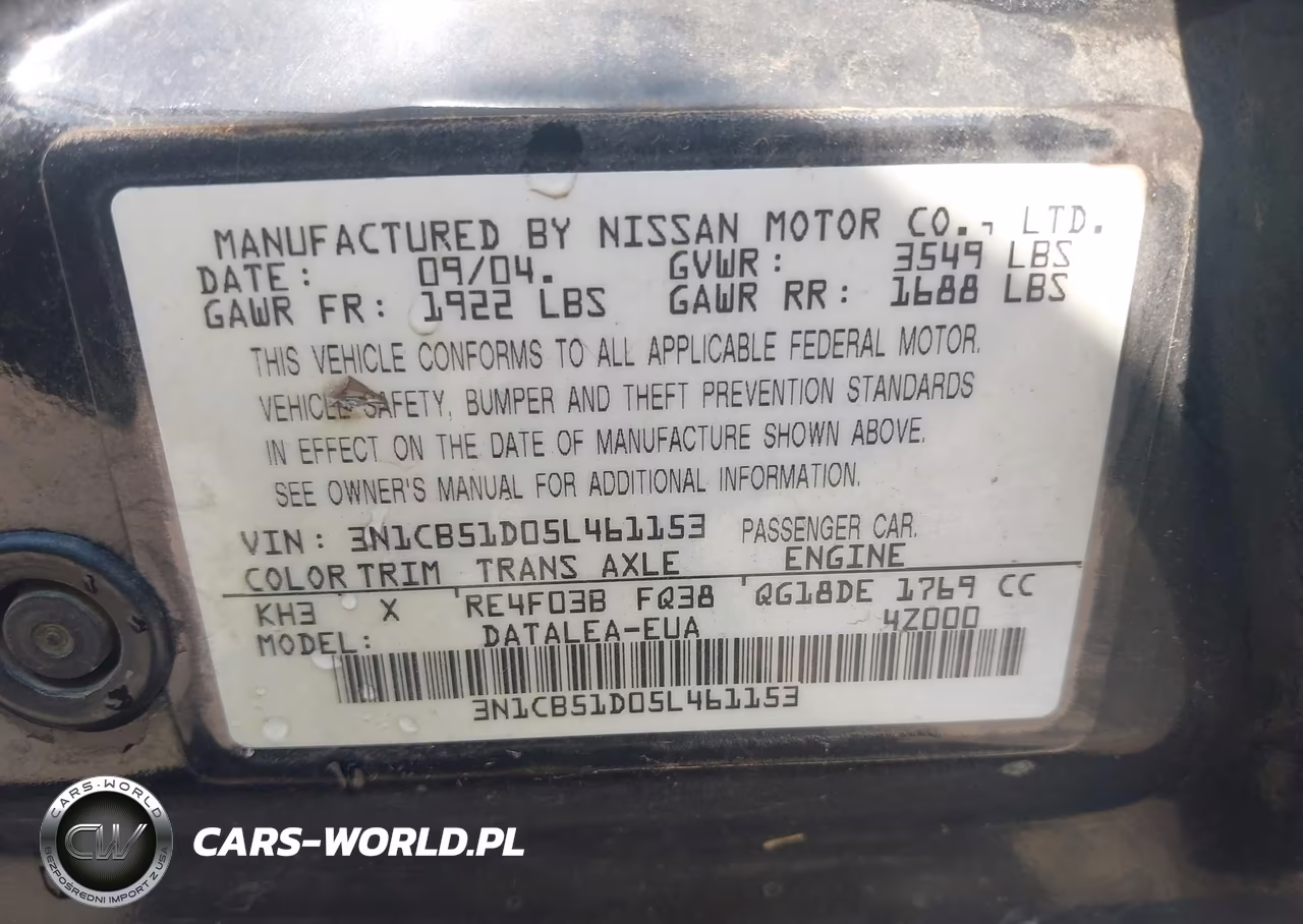 2005 Nissan Sentra 1.8S VIN:3N1CB51D05L461153 - 9