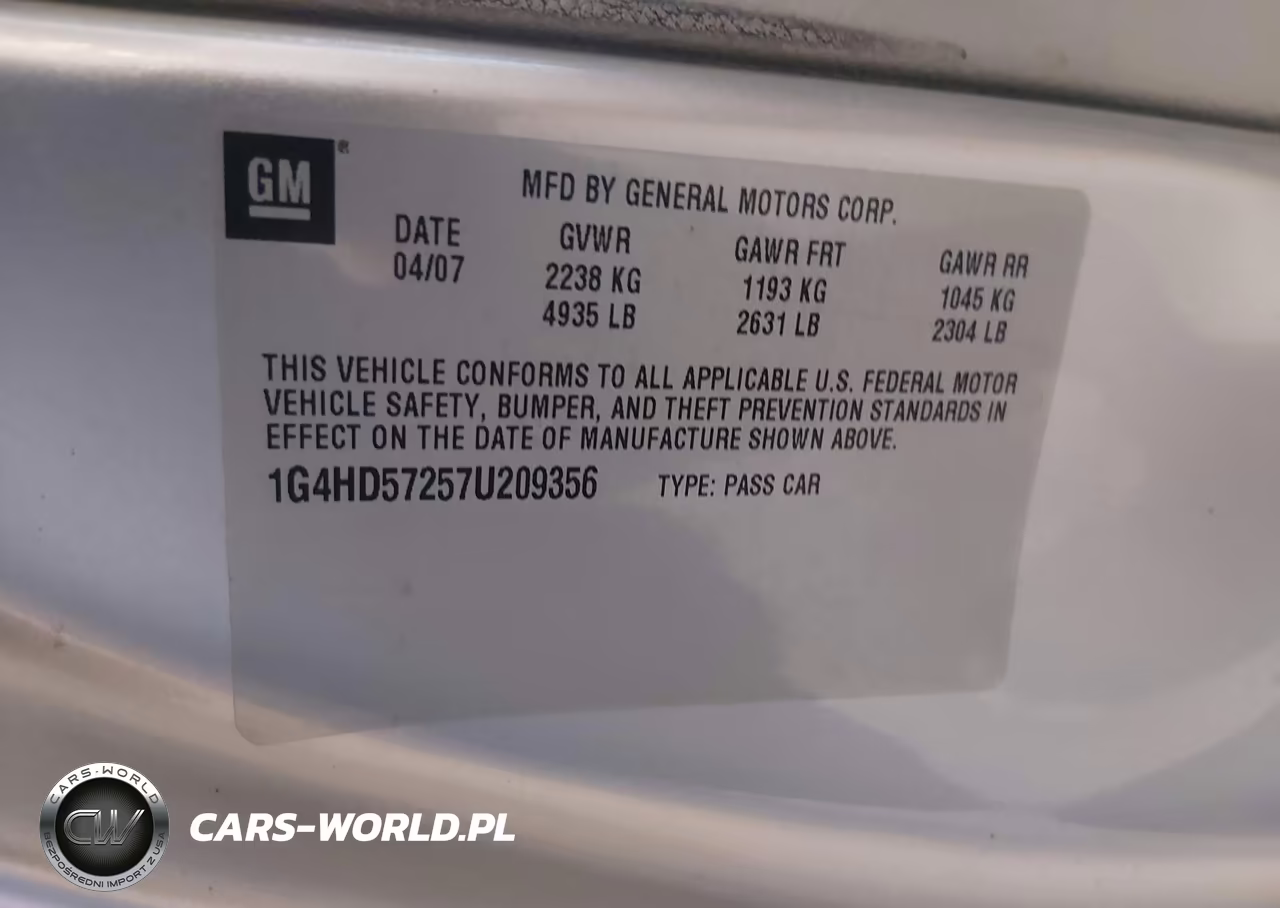 2007 Buick Lucerne Cxl VIN:1G4HD57257U209356 - 9