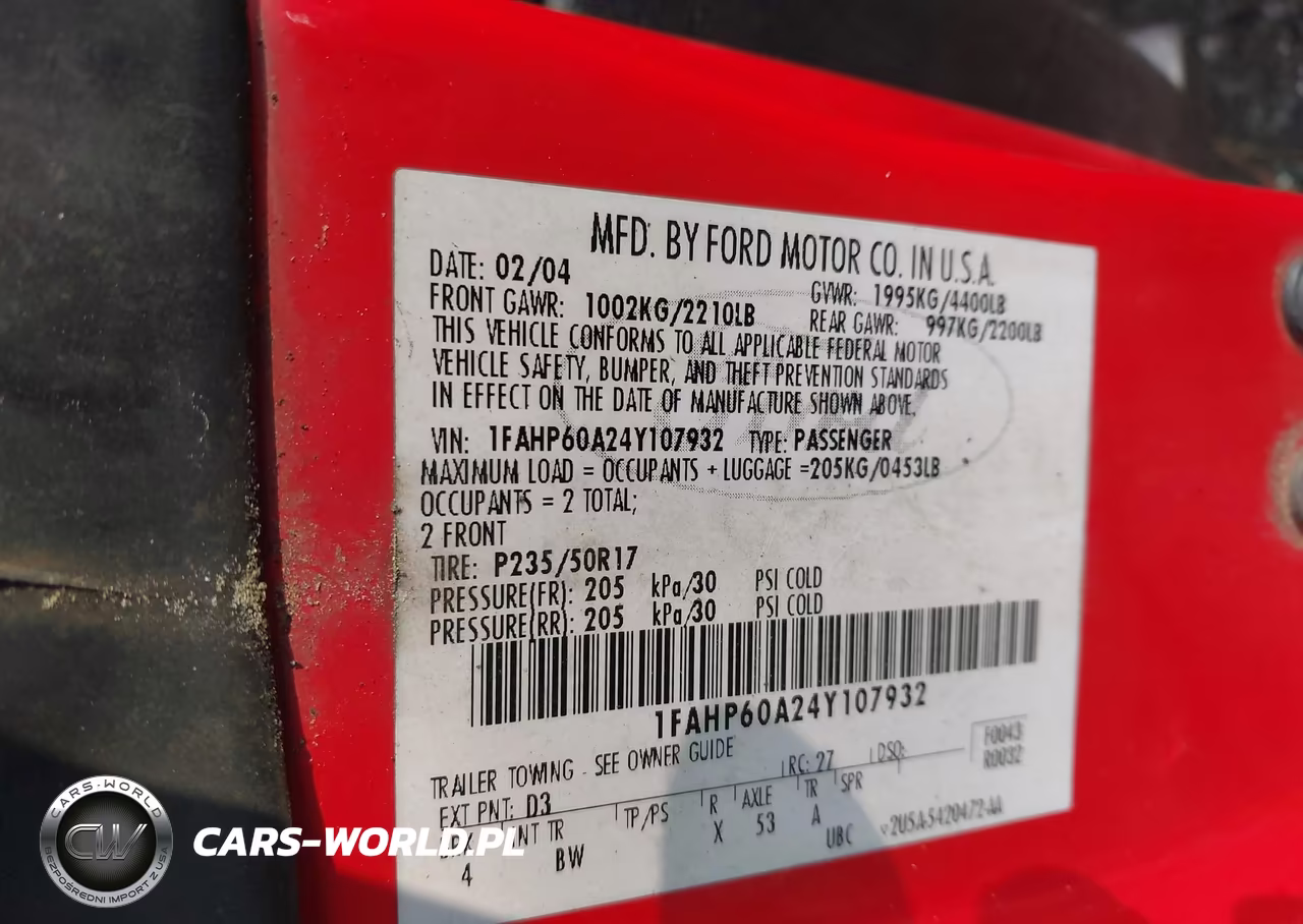 2004 Ford Thunderbird VIN:1FAHP60A24Y107932 - 9