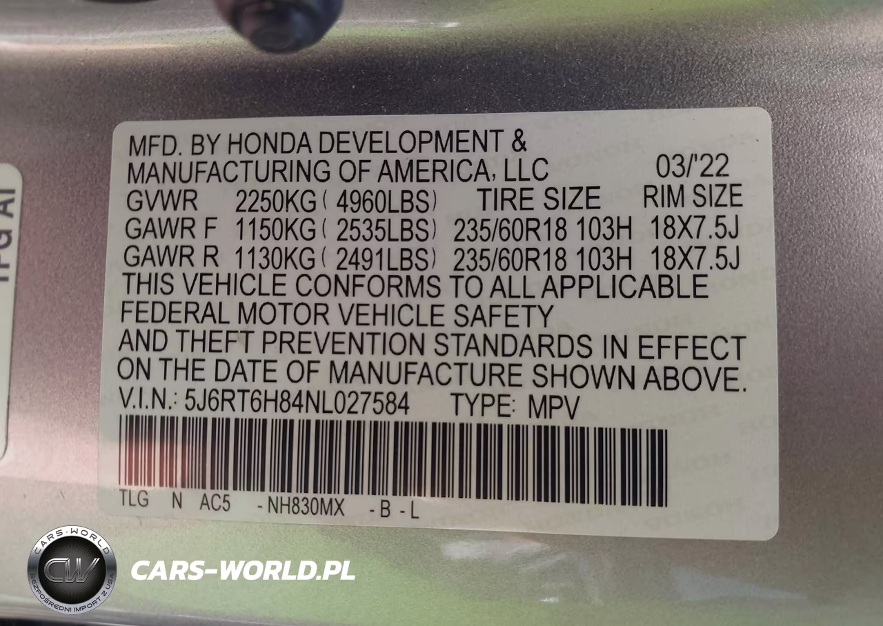 2022 Honda Cr-V Hybrid Ex-L VIN:5J6RT6H84NL027584 - 9