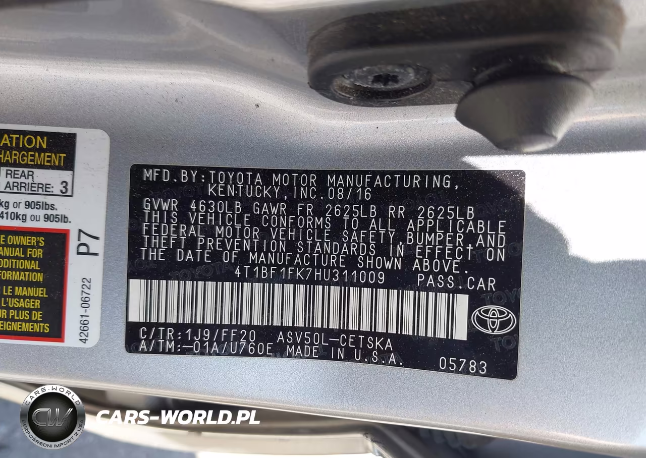 2017 Toyota Camry Se VIN:4T1BF1FK7HU311009 - 9