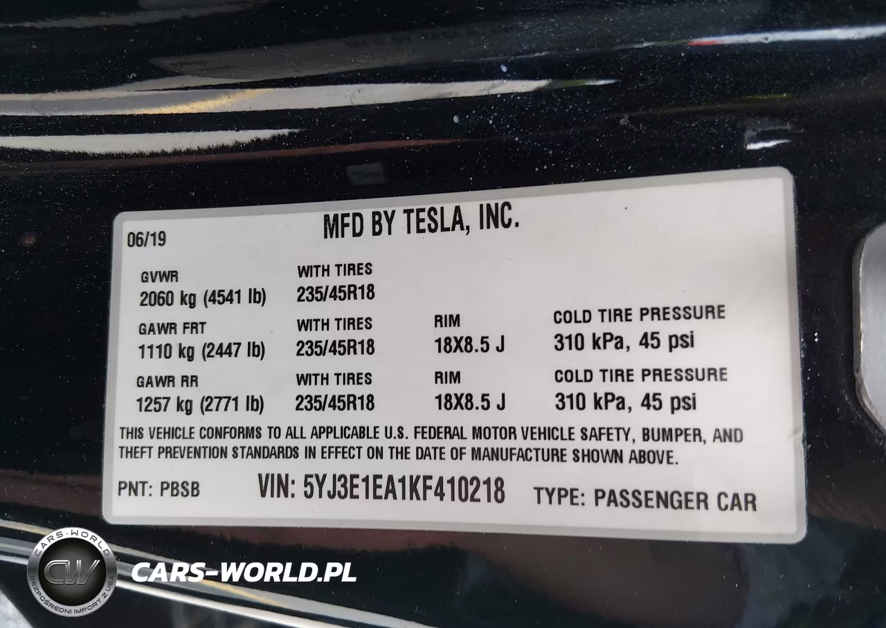2019 Tesla Model 3 Long Range-Mid Range-Standard Range-Standard Range Plus VIN:5YJ3E1EA1KF410218 - 9