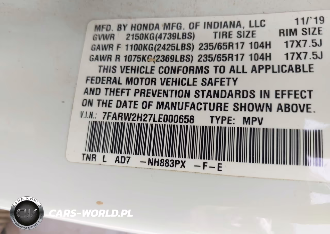 2020 Honda Cr-V Awd Lx VIN:7FARW2H27LE000658 - 9