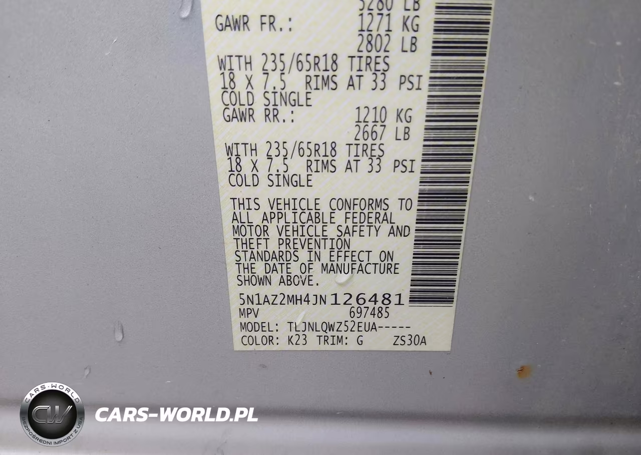 2018 Nissan Murano Sv VIN:5N1AZ2MH4JN126481 - 9