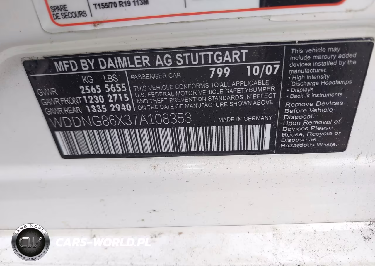 2007 Mercedes-Benz S 550 4Matic VIN:WDDNG86X37A108353 - 9