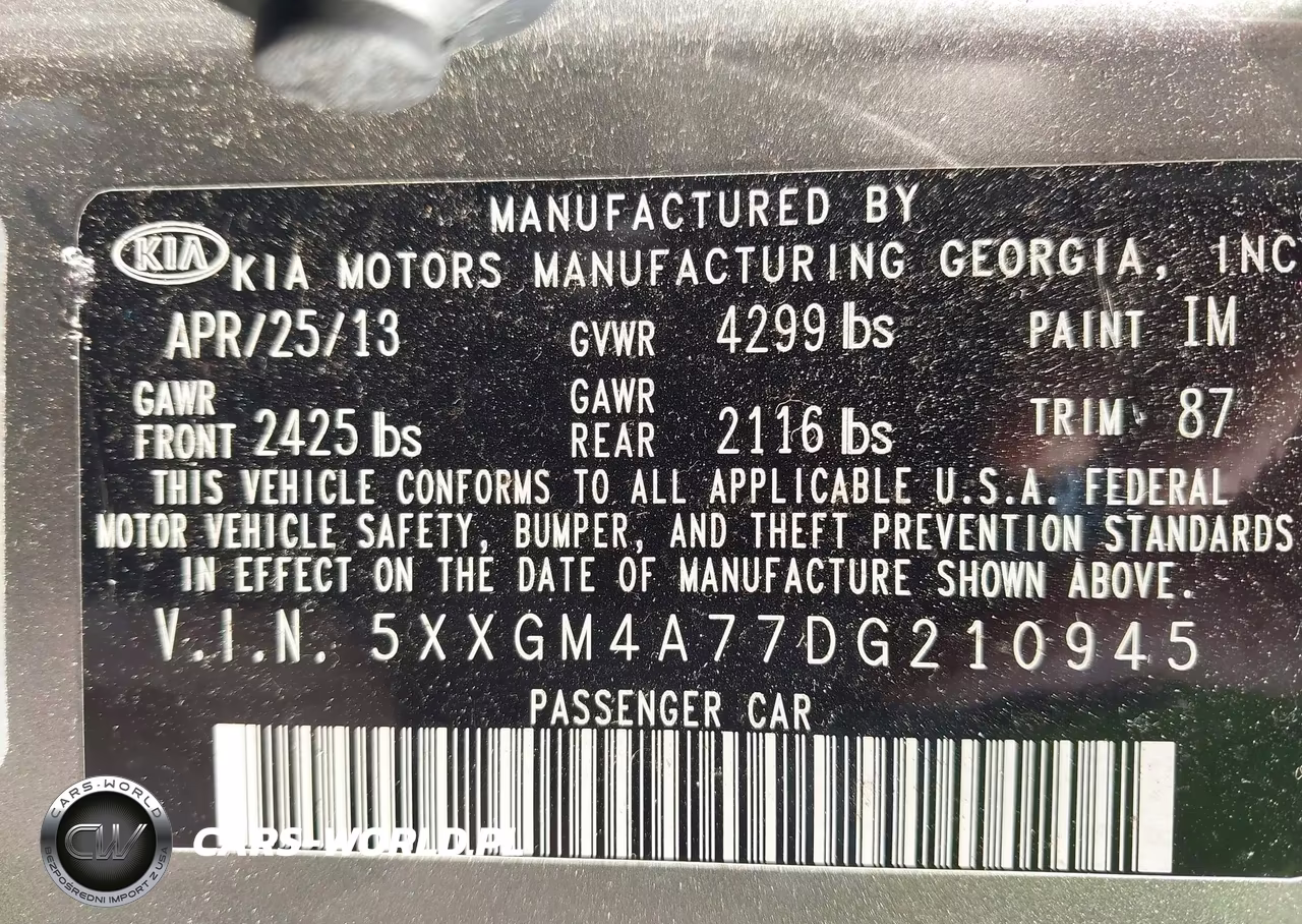 2013 Kia Optima Lx VIN:5XXGM4A77DG210945 - 9