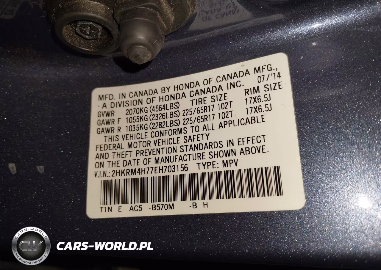 2014 Honda Cr-V Ex-L VIN:2HKRM4H77EH703156 - 9