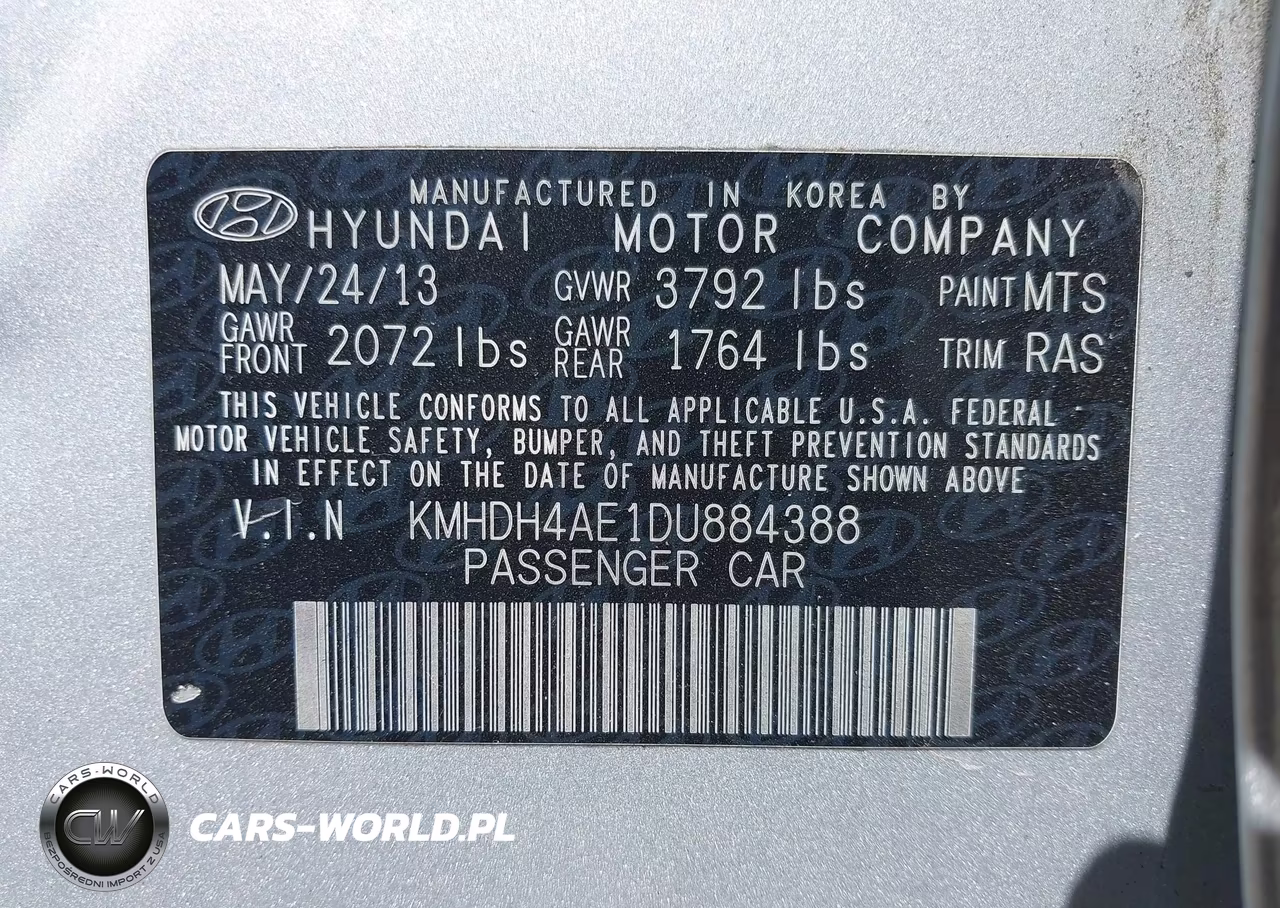 2013 Hyundai Elantra Gls VIN:KMHDH4AE1DU884388 - 9