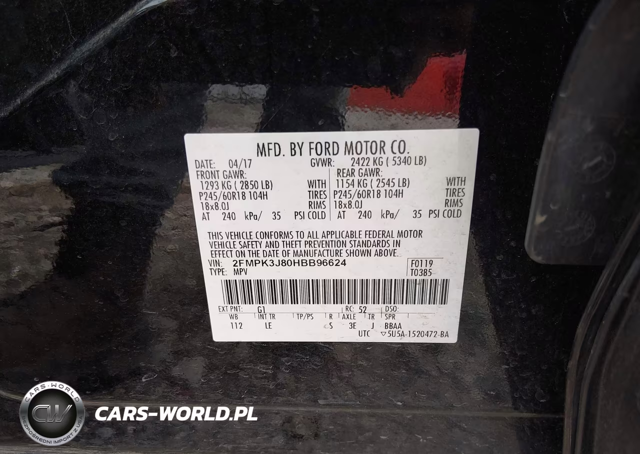 2017 Ford Edge Sel VIN:2FMPK3J80HBB96624 - 9