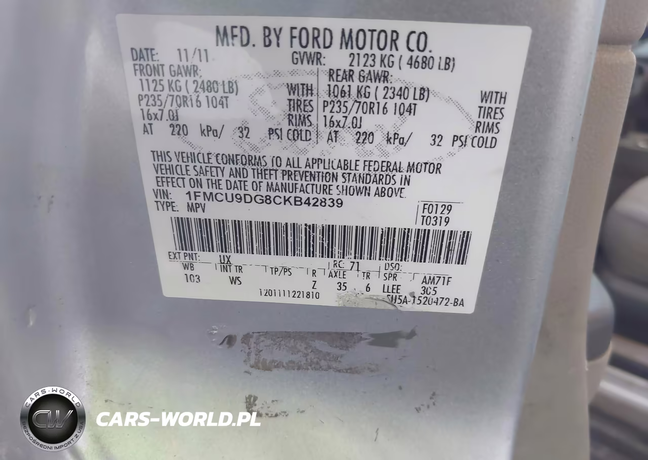 2012 Ford Escape Xlt VIN:1FMCU9DG8CKB42839 - 9